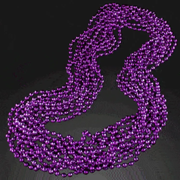 Round Disco Bead Necklace Pack of 12 Purple