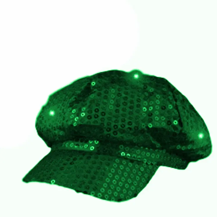 Sequin LED Newsboy Cap Green
