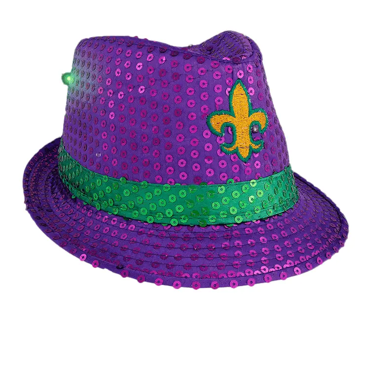 Light Up Mardi Gras Fleur de Lis Fedora
