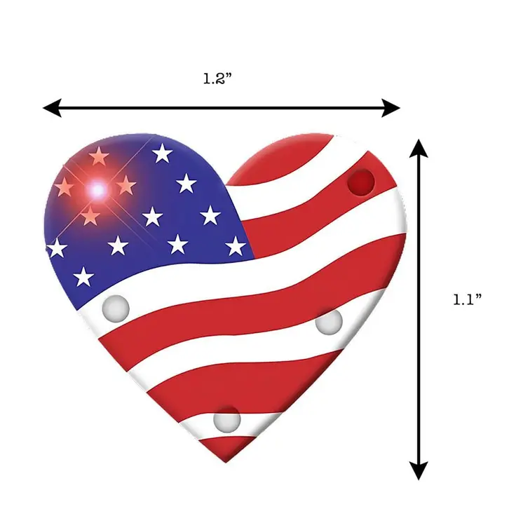 USA Heart Flashing Body Light Lapel Pins