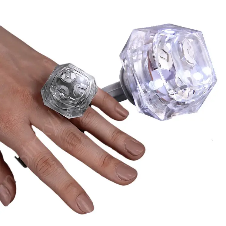 Huge Gem White Diamond Novelty Flashing Ring
