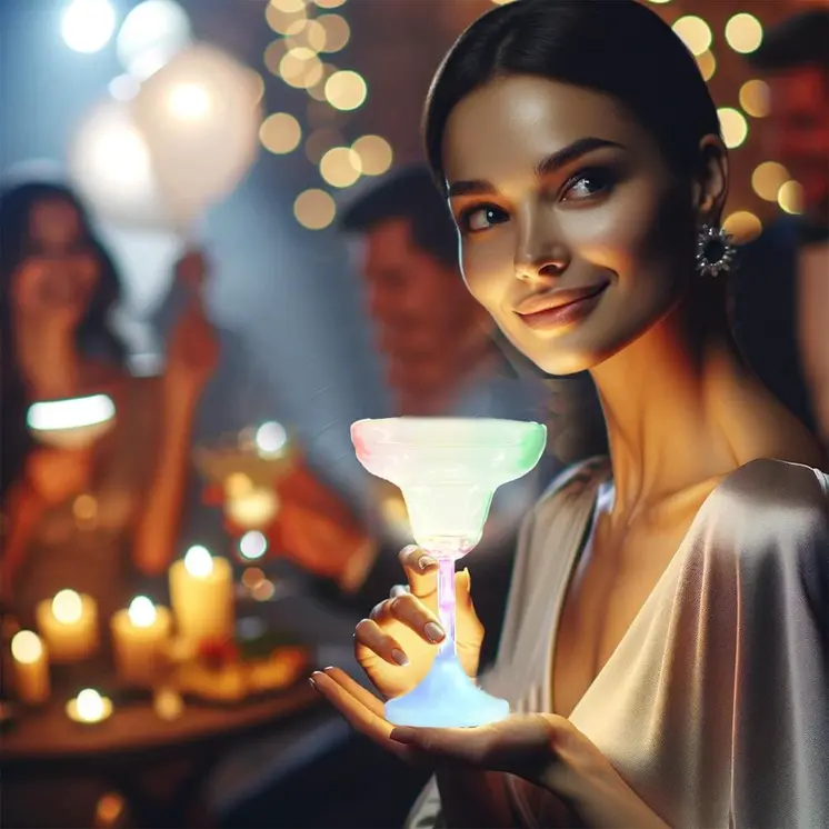 LED Margarita Drinking Glass Long Spiral Stem