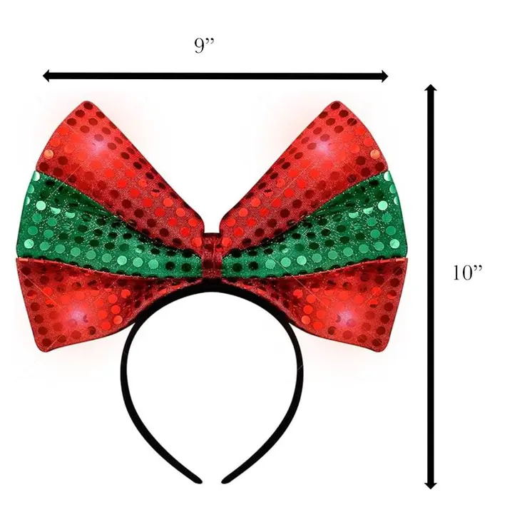 LED Christmas Bow Light Up Headband