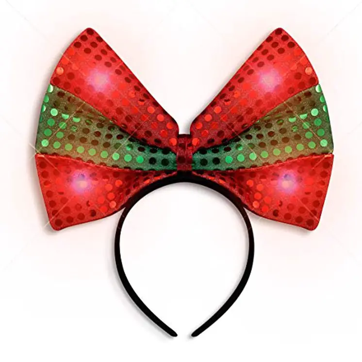 LED Christmas Bow Light Up Headband