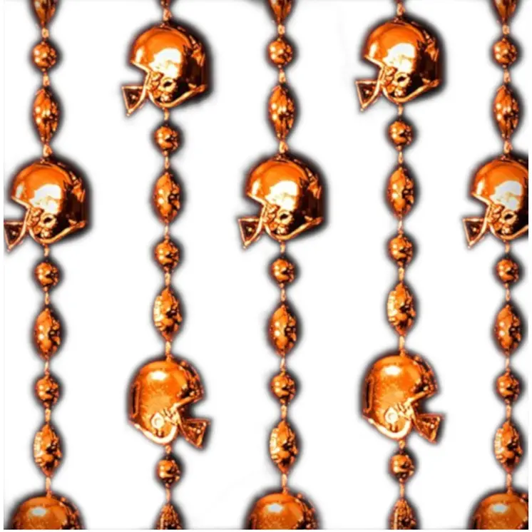 Football Helmet Bead Necklaces Metallic Orange Pack of 12