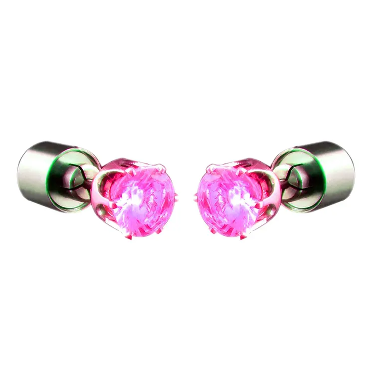 LED Faux Diamond Pierced Earrings Pink