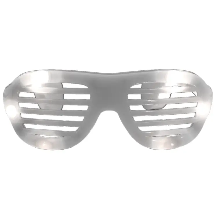 LED Hip Hop Shutter Shades Sunglasses White