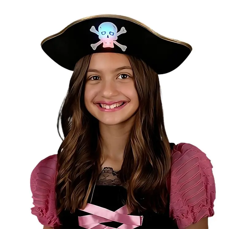 LED Pirate Hat with Flashing Skull
