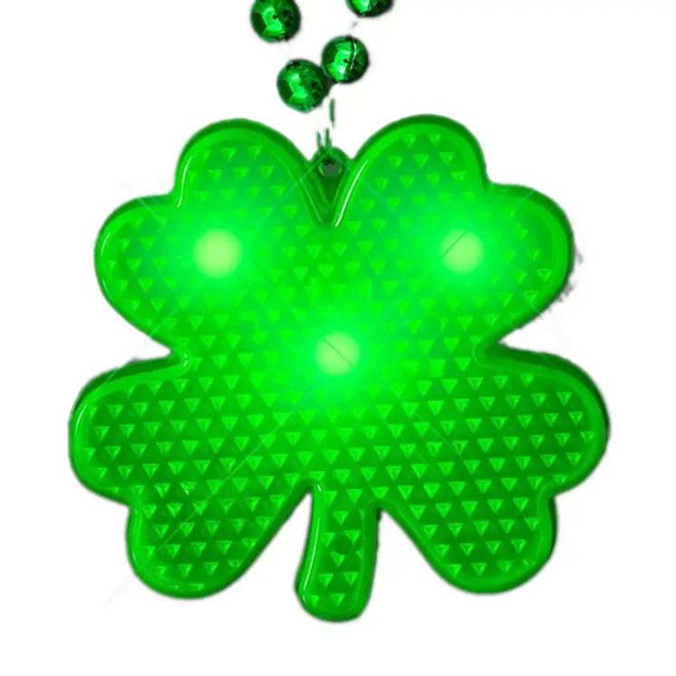 LED Shamrock Beaded Necklace for St Patricks Day