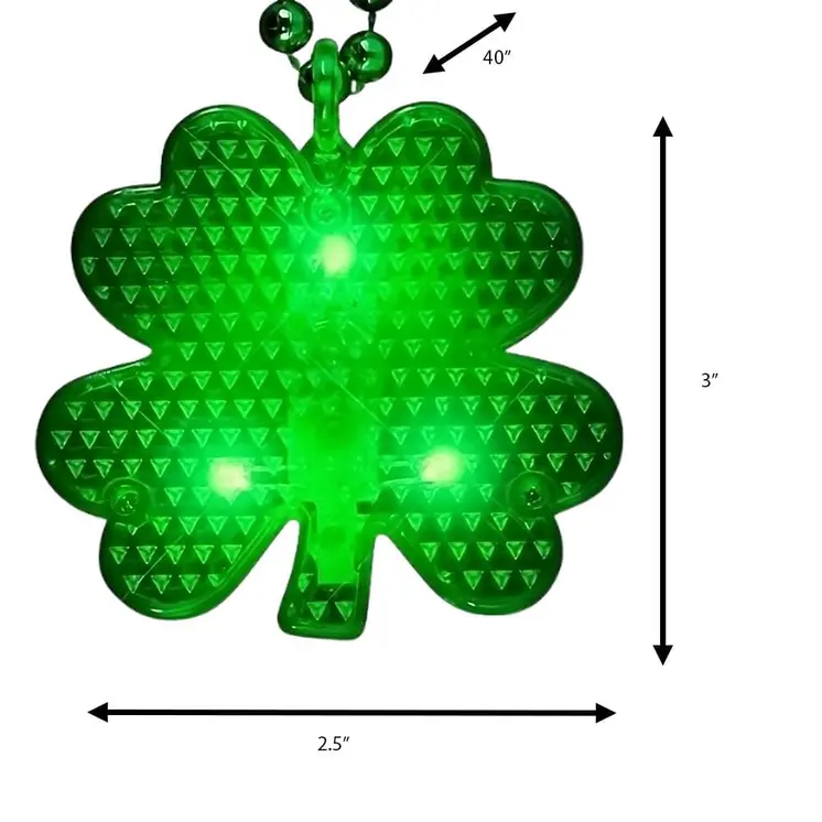 LED Shamrock Beaded Necklace for St Patricks Day