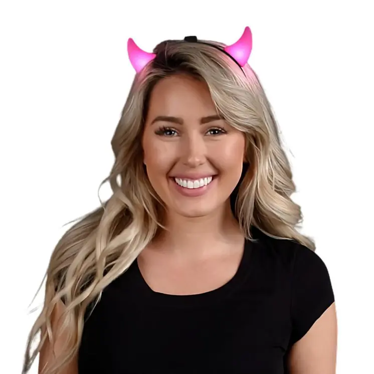 Light Up Devil Horns Pink