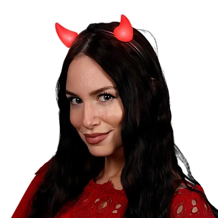 Red Light Up LED Devil Horns