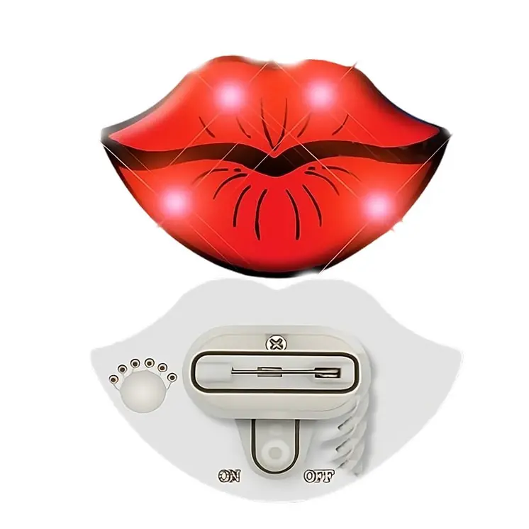 Lips Flashing Body Light Lapel Pins
