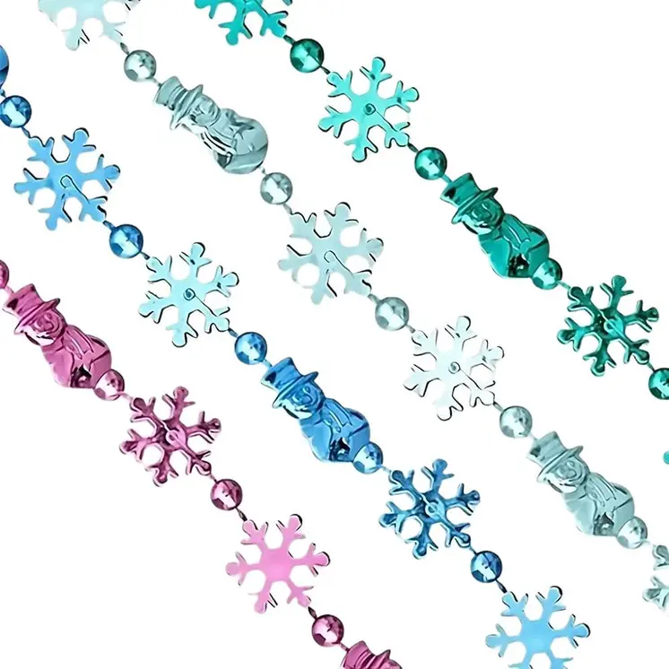 Winter Snowflake Snowman Beaded Necklaces Pack of 12