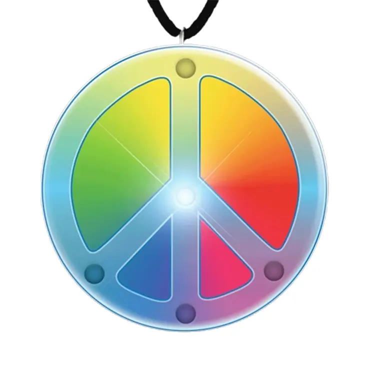 Peace Sign Rasta Colors Flashing Body Light Necklace