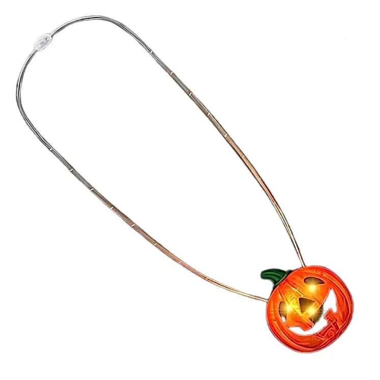 LED Happy Jack O Lantern Pumpkin Necklace
