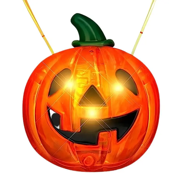 LED Happy Jack O Lantern Pumpkin Necklace