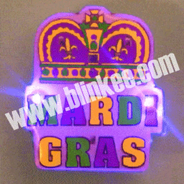 Mardi Gras Crown Flashing Body Light Lapel Pins