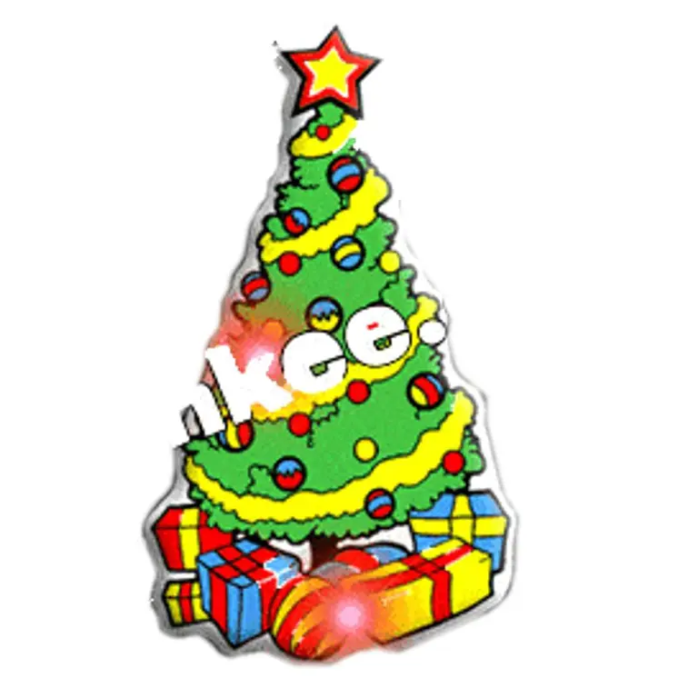 Tree with Gifts Flashing Body Light Lapel Pins