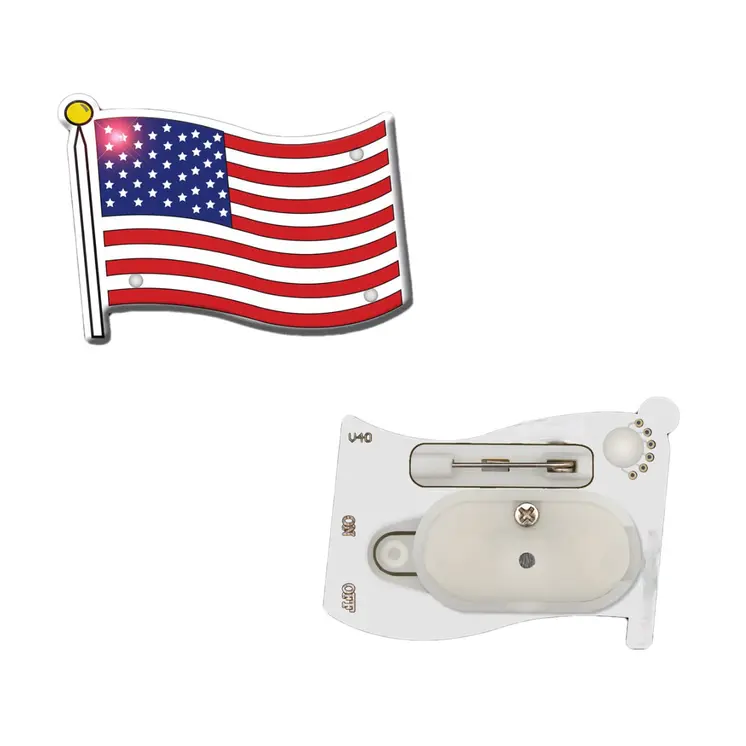 USA Flag Flashing Body Light Lapel Pins