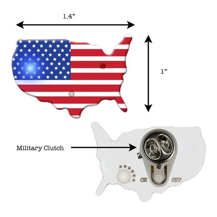 USA Shape Flag Flashing Body Light Lapel Pins