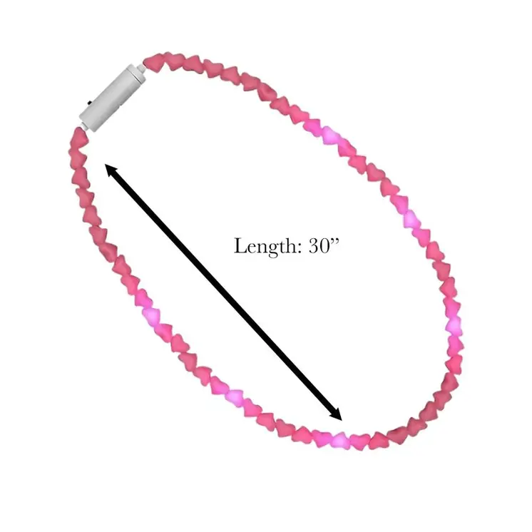 LED Pink Hearts Love Bead Necklace