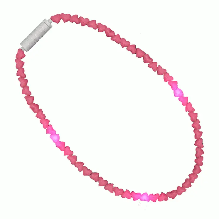 LED Pink Hearts Love Bead Necklace