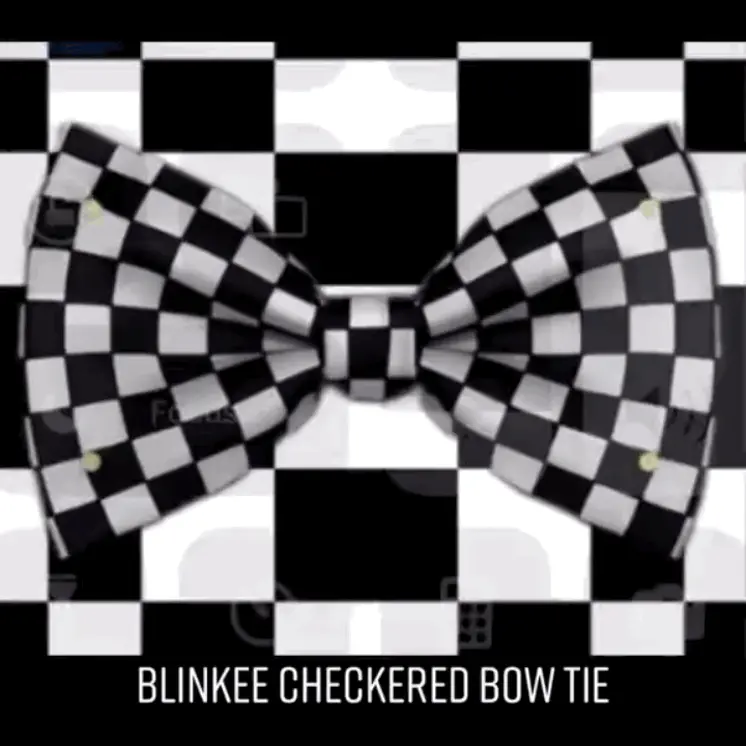 Black and White Checkered Bow Tie with White LED Lights