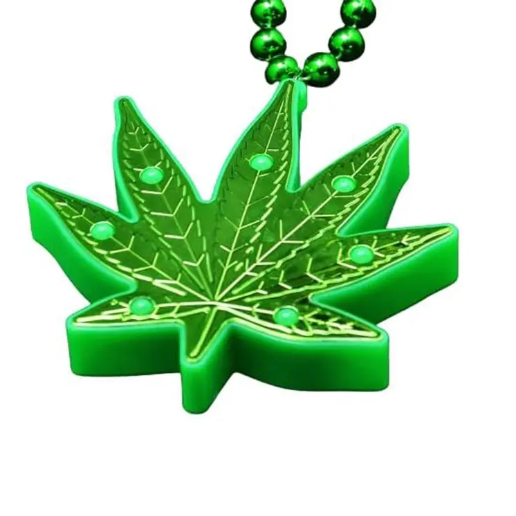 Light Up Pot Leaf Beaded Necklace
