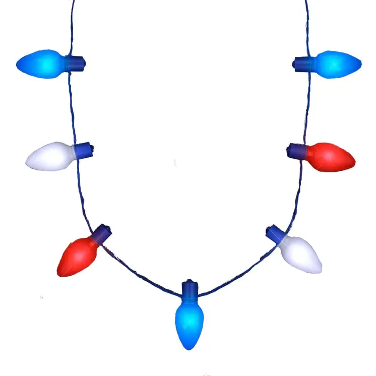Huge Old School USA Red White and Blue Light Bulb Necklace