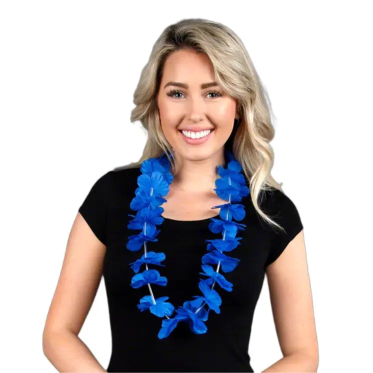 Hawaiian Flower Lei Necklace Blue
