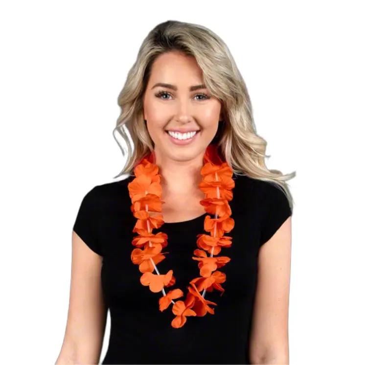 Hawaiian Flower Lei Necklace Orange