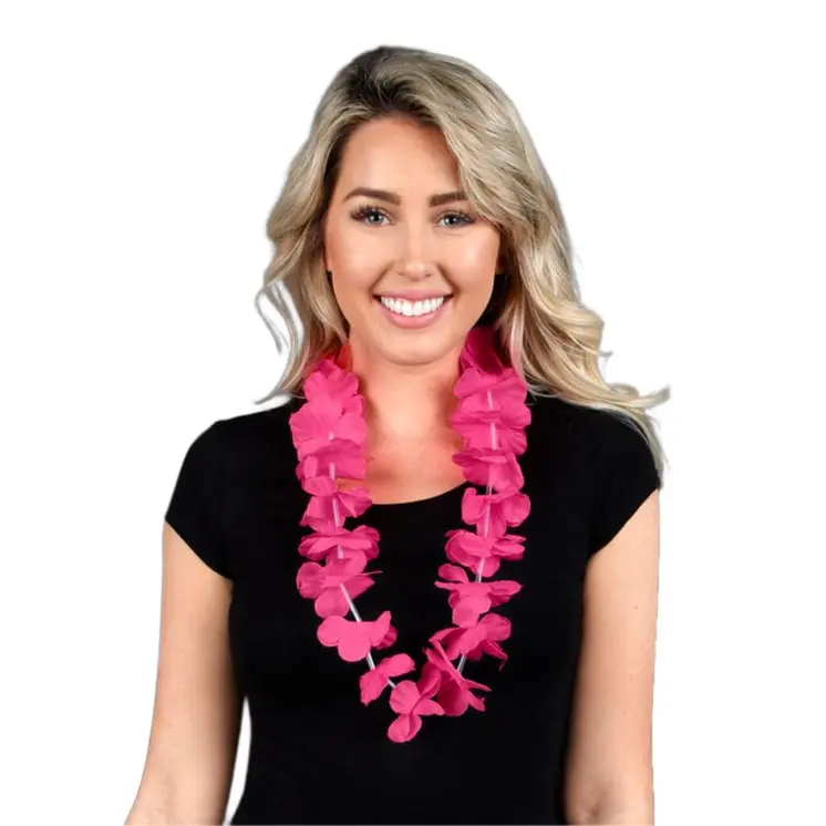 Hawaiian Flower Lei Necklace Pink