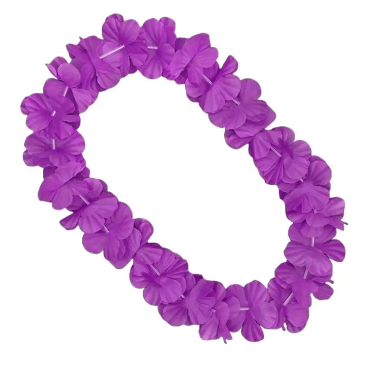 Hawaiian Flower Lei Necklace Purple