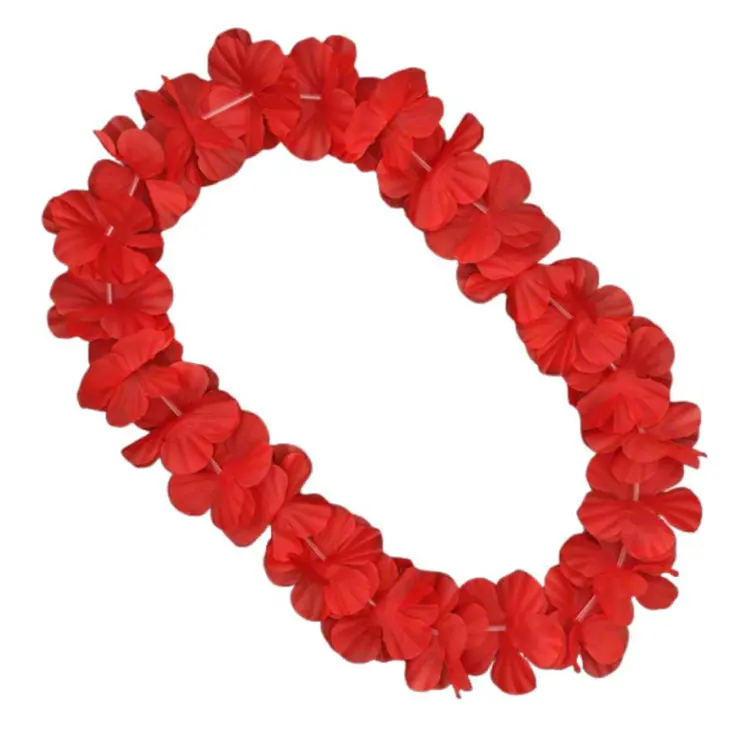 Hawaiian Flower Lei Necklace Red