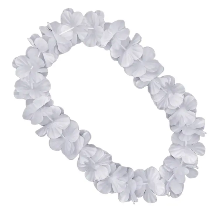 Hawaiian Flower Lei Necklace White
