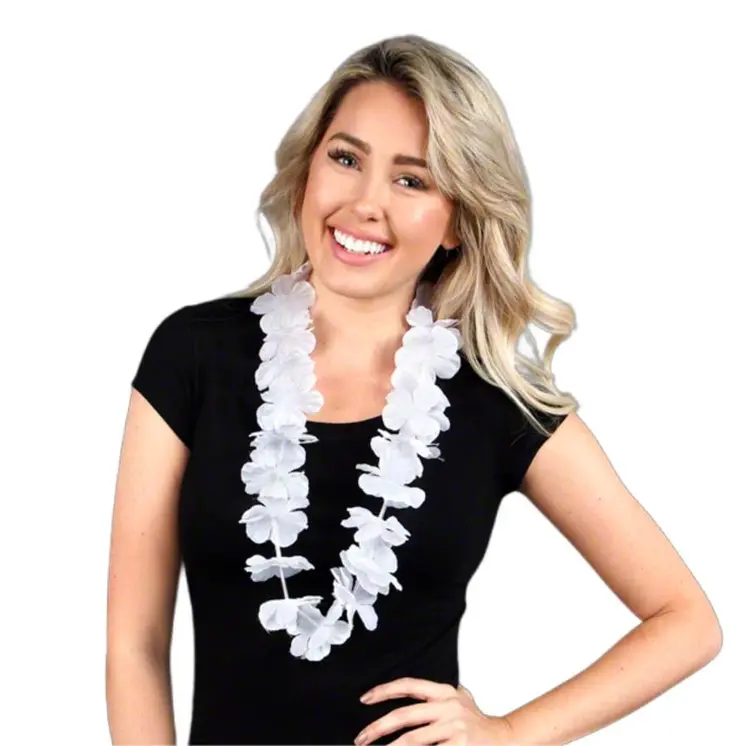 Hawaiian Flower Lei Necklace White