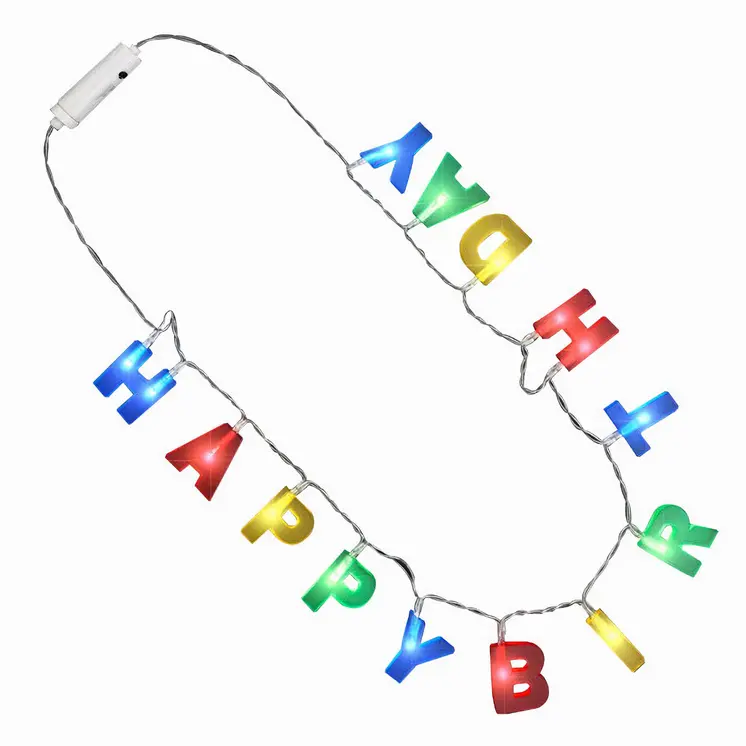 Multicolor LED Happy Birthday Lights Necklace