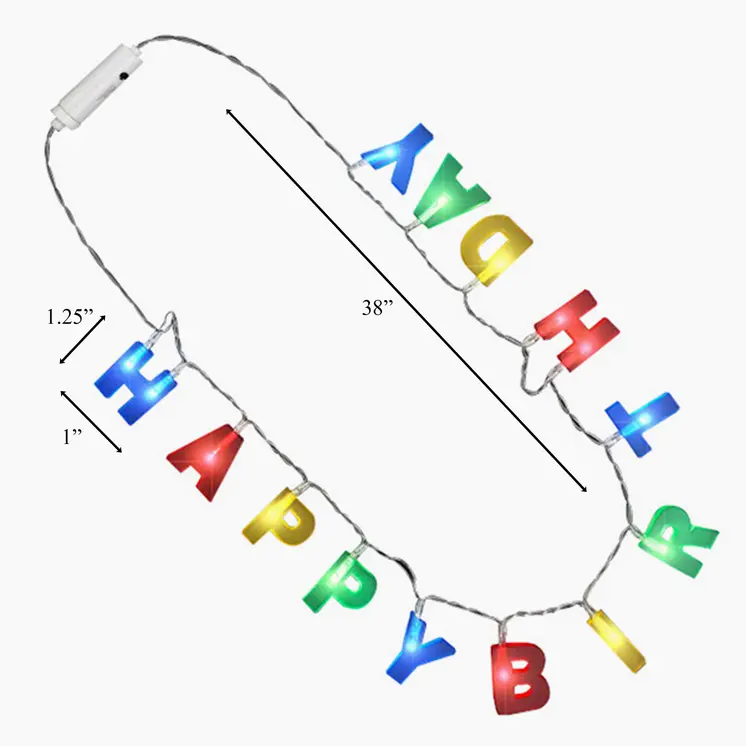 Multicolor LED Happy Birthday Lights Necklace