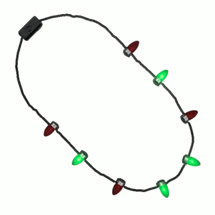 Red and Green Flashing Wearable Christmas Lights Necklace
