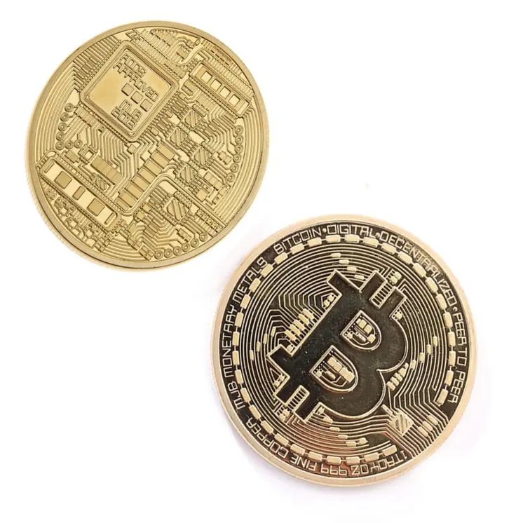 Gold Plated Collectible Bitcoin Coin Physical Art Collection Gift