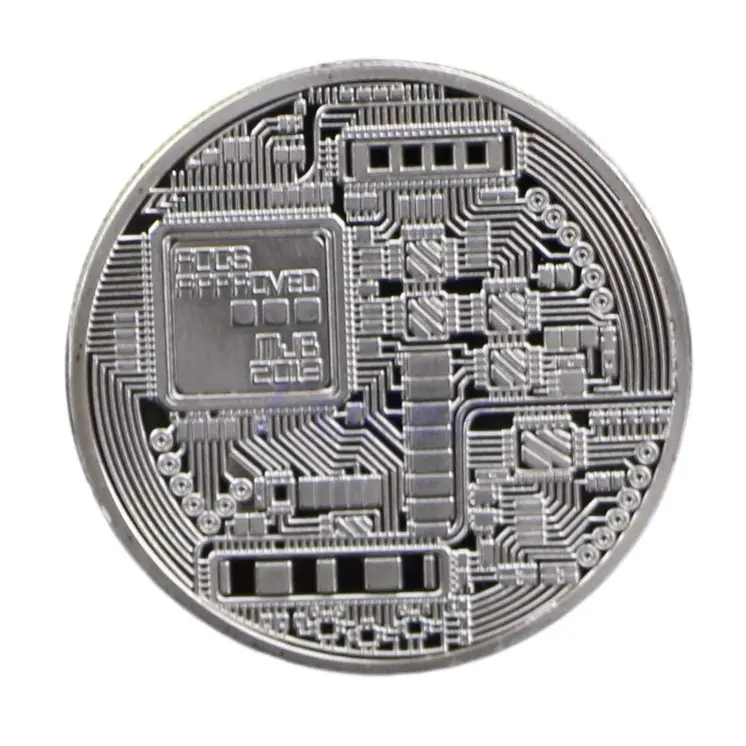 Silver Plated Collectible Bitcoin Coin Physical Art Collection Gift