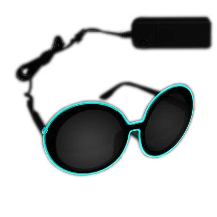 Electro Luminescent Classic Round Sunglasses Aqua