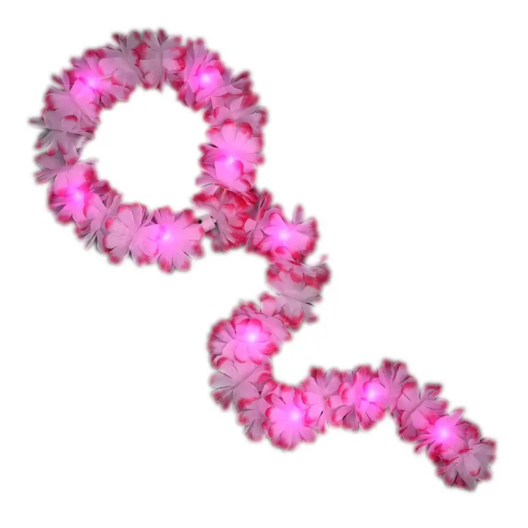 Light Up Hawaiian Lei Floral Crown Princess Headband with Flowing Tail