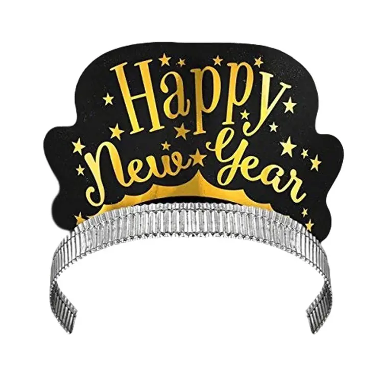 Happy New Year Paper Crown Non Light Up Tiara Pack of Six