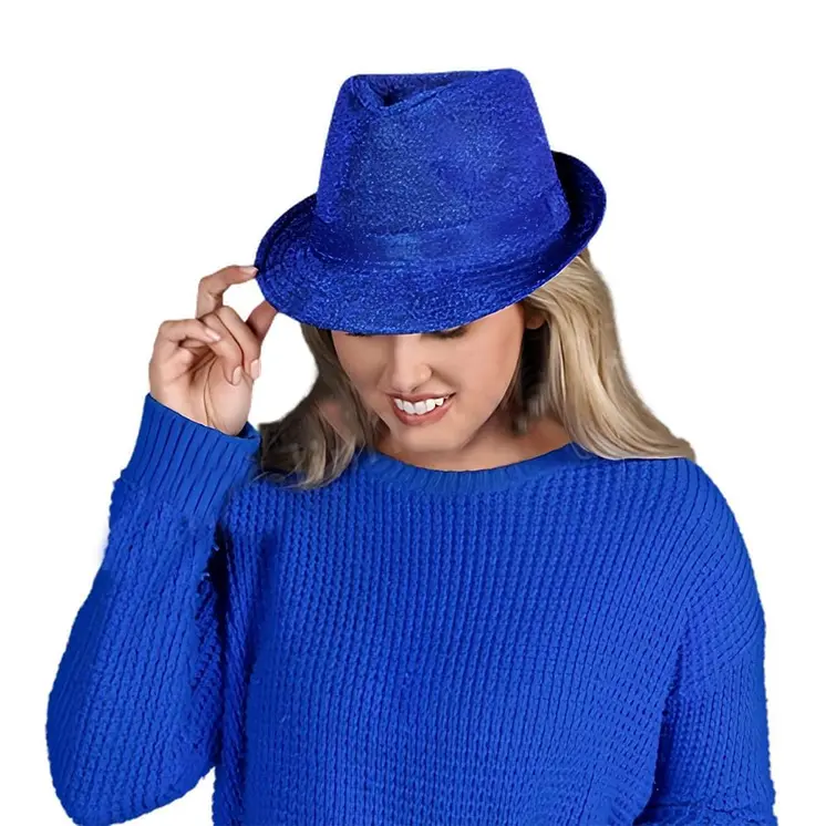 Soft Blue Fabric Fedora Non Light Up