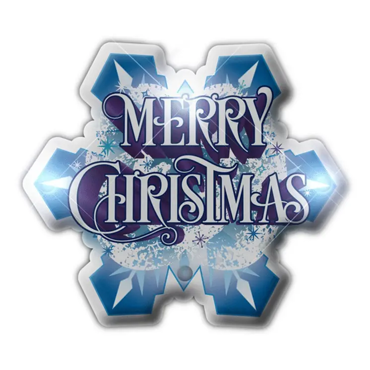 Merry Christmas Snowflake LED Flashing Blinky Light Pin