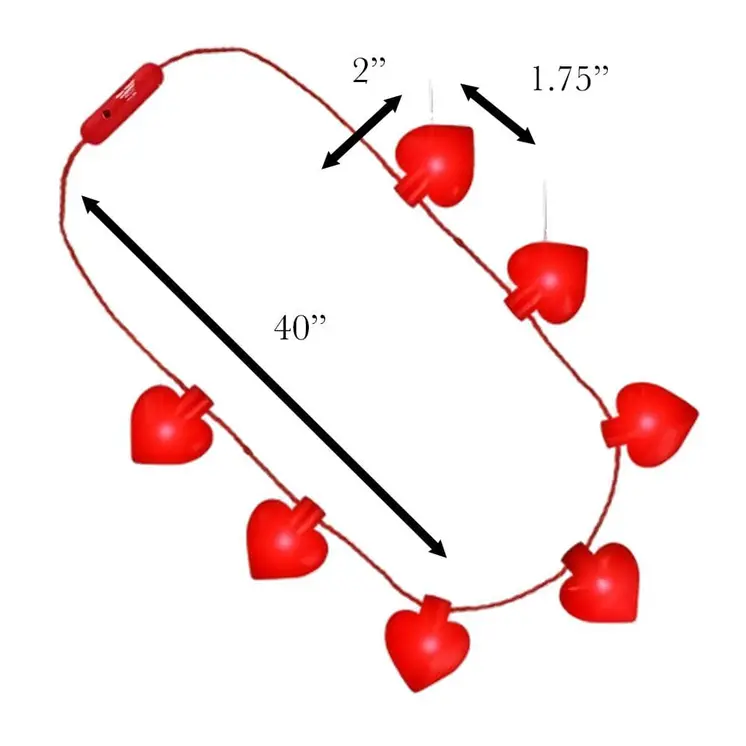 Jumbo Red Heart Shaped Light Up Jewelry Necklace for Valentines