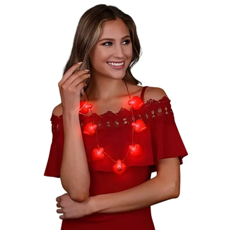 Jumbo Red Heart Shaped Light Up Jewelry Necklace for Valentines