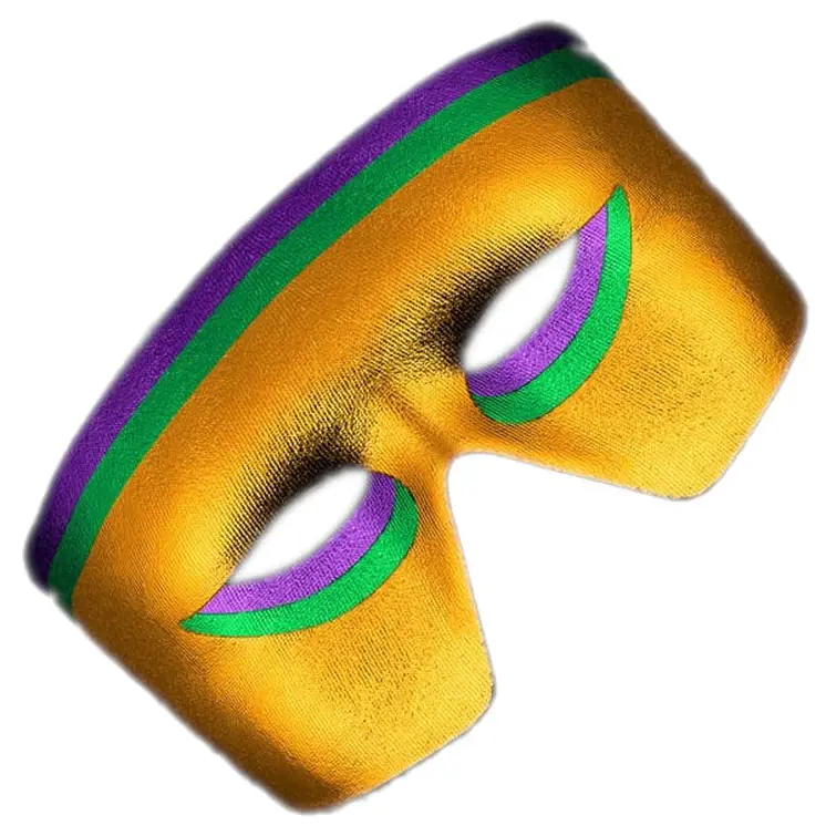 Masquerade Purple, Green, Gold Unlit  Metallic Mask Mardi Gras Pack of 12